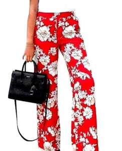  ZARA  PRINTED TROUSERS WIDE LEG PALAZZO TROUSERS PANTS SIZE XS NEW - Picture 1 of 12
