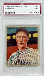 1935 DIAMOND STARS #32 SAM RICE PSA 3 (0525)