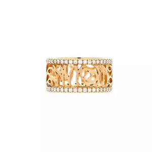 Chanel Camelia Ajoure Band Ring 18K Rose Gold with Diamonds - Picture 1 of 3