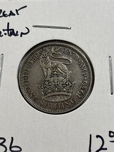 1936 Great Britain 1 Shilling Silver Coin - Picture 1 of 4