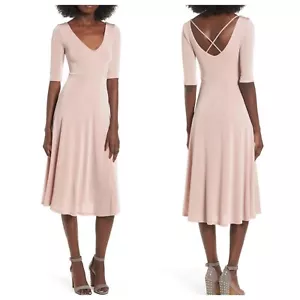 Neu mit Etikett Astr The Label Midikleid Glanz gekreuzter Rücken Gr. L - Bild 1 von 5
