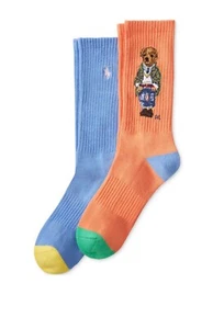 POLO RALPH LAUREN Para hombres Calcetines Americanos En París Polo Oso Calcetines Crew, Juego de 2 - Imagen 1 de 1