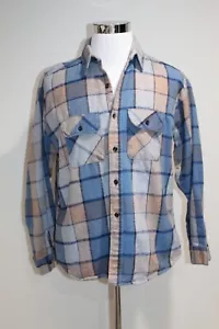 Vintage Five Brothers Shirt Herren XL geknöpft Herren Vintage Flanellblau grau hellbraun - Bild 1 von 6