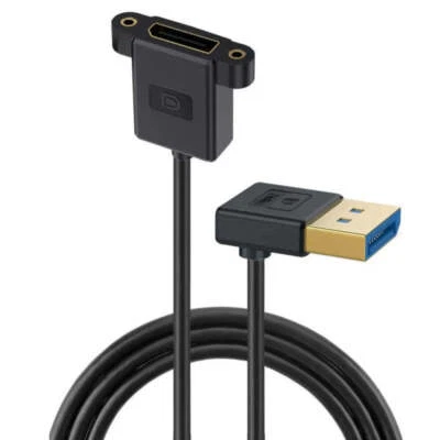 DisplayPort 1.4 Panel Mount Extension Cable | Male to Female | Down Angle - Image 1 of 4