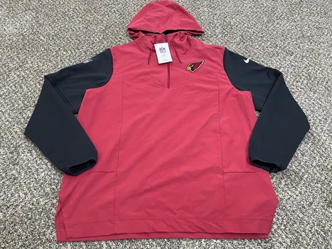 Nike On Field NFL Arizona Cardinals Mens L Coach Pullover Hooded Jacket Red $110 Cover