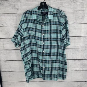 Nat Nast Mens Plaid Short Sleeve Linen Shirt American Fit Medium Casual - Picture 1 of 9