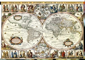 vintage world map canvas A1 Size atlas globe earth art print - Picture 1 of 1