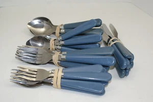 Gibson Stainless GIA3 Blue Plastic Handle Silverware 39 Pcs Forks Knives Spoons - Picture 1 of 4