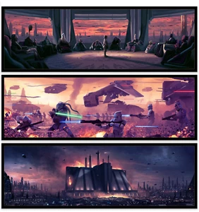 Pablo Olivera Star Wars Prequel Trilogy Dusk Variant AP EDITION SET OF 3 X/25 - Picture 1 of 1