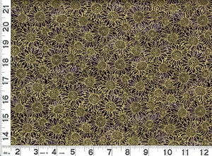 Metallic Gold Sunflowers Floral on Black Quilting Sewing Fabric 1/2 Yard #537 - Picture 1 of 1