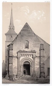 Litografía Requeil original del siglo XIX enmarcada V. Petit, Iglesia de San Pedro certificado de autenticidad firmado - Imagen 1 de 2