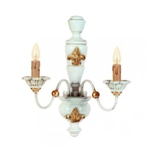 Applique classico in legno avorio e foglia oro a 2 luci esse 495/2a - Picture 1 of 1