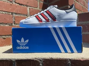 Adidas Superstar White w/ Vivid Red and Solar Yellow Men Size 11.5 Style GX6026 - Picture 1 of 12