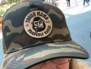 TOUGH MAMA ‘PROPERLY BAKED’ CAMO SNAPBACK TRUCKER HAT OS NWOT - Picture 1 of 10
