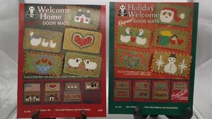 VTG Welcome Home Woven Door Mats Holiday Patterns Suzanne McNeill Ragpoint Paint - Picture 1 of 3