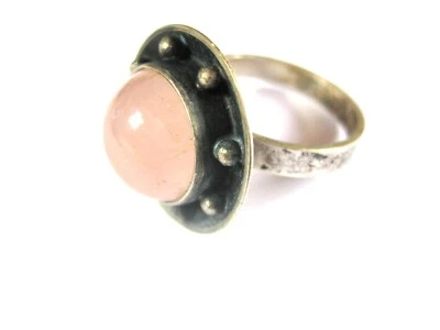Antico Anello Argento 835 Con Quarzo Rosa, Georg kramer, 5,67 G - Immagine 1 di 3