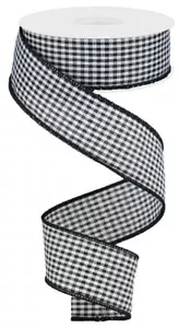 Mini Gingham Check Wired Edge Ribbon, 1.5" x 10 Yards (Black, White) - RGA1094CF - Picture 1 of 1