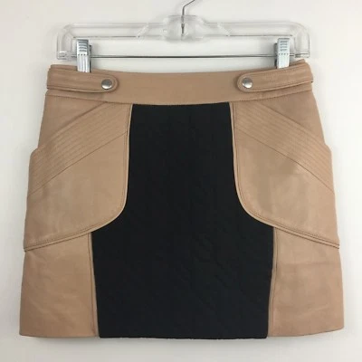 Falda Rebecca Minkoff Piel de Cordero Cuero TITÁN Forrada Mini, Talla 6 Foto 1 de 4
