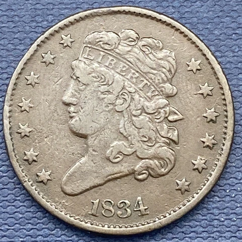 1834 Classic Head Half Cent 1/2 Cent Natural XF #40741 Cover