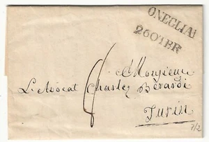 Sardegna - Prefilatelica del 1833 per Torino con bollo nero di Oneglia - Imagen 1 de 3