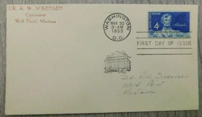 First Day Of Issue Washington D.C. 1959 Abe Lincoln Vintage Stamp Envelope Cover - Image 1 of 4