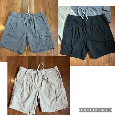 Lote de 3 Pantalones Cortos Para Hombre Tommy Bahama Carga 9" Algodón Gris, Negro y Beige XLT Alto Foto 1 de 4