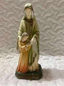 St Anne & Child Mary Chalkware Figure Figurine Statue 8 1/2" Vintage - Picture 1 of 6