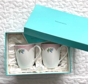 Tiffany & Co. Juego de 2 tazas ramo par 250 ml D7,5 cm H9 cm con caja nuevo - Imagen 1 de 9