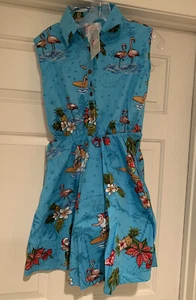 Hawaii Hangover Women's Cotton Hawaiian Luau Fitted Tank Dress Santa Turquoise S - Picture 1 of 3