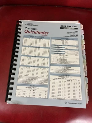 Thomson Reuters Checkpoint Premium Quickfinder 2022 Tax Handbook 1040 Estate Bus - Image 1 of 2
