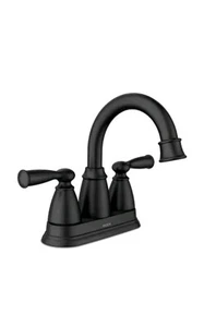NEU MOEN 84943BL Banbury 2-Griff Wasserhahn mattschwarz mit Pop-Up Ablauf  - Bild 1 von 3