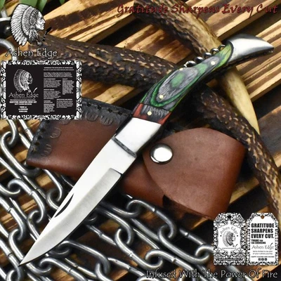 Cuchillo Plegable Ashen Edge Hecho a Mano ATS-34 Acero Doble Hoja Madera Dura Camping Foto 1 de 4
