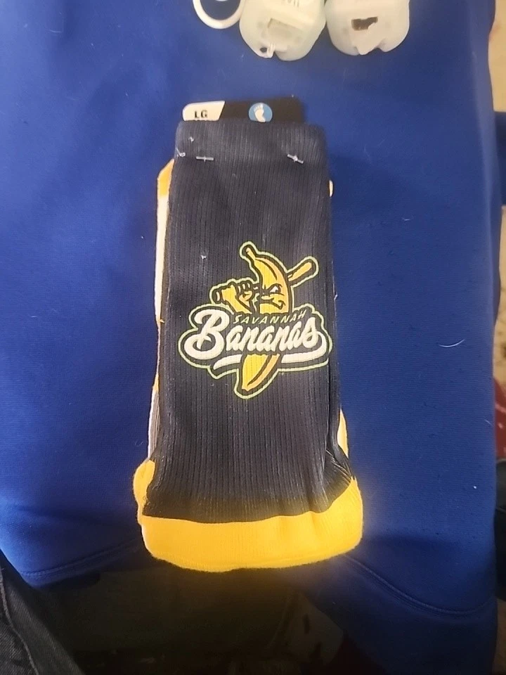 Calcetines Savannah Bananas para hombre/crew de béisbol Phenom Curve amarillo azul marino Foto 1 de 4