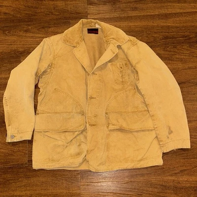 Chaqueta de Caza Wards Western Field Vintage Años 40 Lona Pana Cuello Talla M Foto 1 de 4