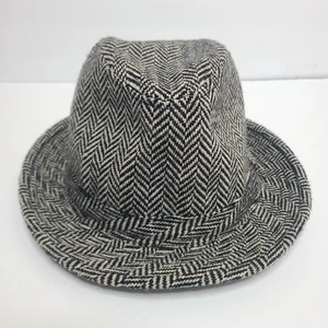 Lauren Ralph Lauren Fedora Hat Wool Gray Houndstooth M Engligh Country Academia - Picture 1 of 6