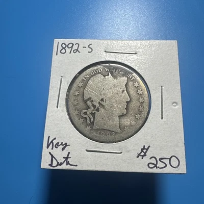 1892 S Barber Half Dollar 💥 Key Date 💥 Rare Silver Authentic ￼ - Image 1 of 3