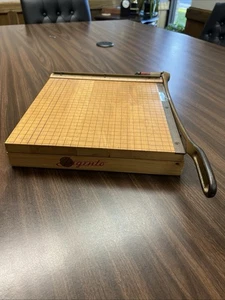 Antiguo Ingento Nº 4 cortador de papel guillotina 12" | madera dura | mango de hierro fundido - Imagen 1 de 23