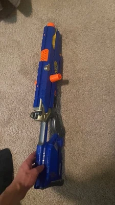 NERF N-Strike Longstrike CS-6 Sniper Rifle Blaster Blue Gun W/ No Darts. - Image 1 of 2
