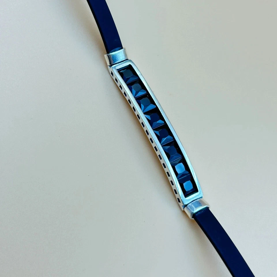 4CT Princess Cut Lab Created Diamond Men's Rubber Bracelet 14K White Gold Finish - Image 1 of 4