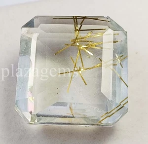 91.50 Ct Golden Rutilated Quartz | Emerald Cut Loose Gem | Certified 5ARF - Picture 1 of 7