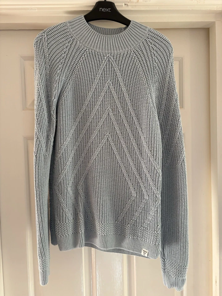 Super Dry Women’s Jumper Pale Blue Size 12 Cable Stitch Effect - Image 1 of 1