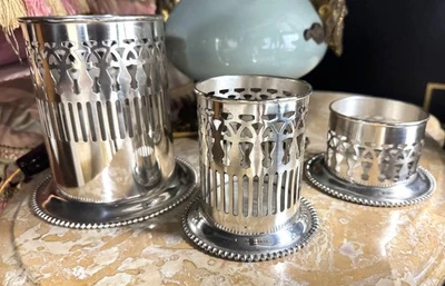 Silver Plate FS Federal Silver Co Wine & Condiment Coasters - Image 1 of 4