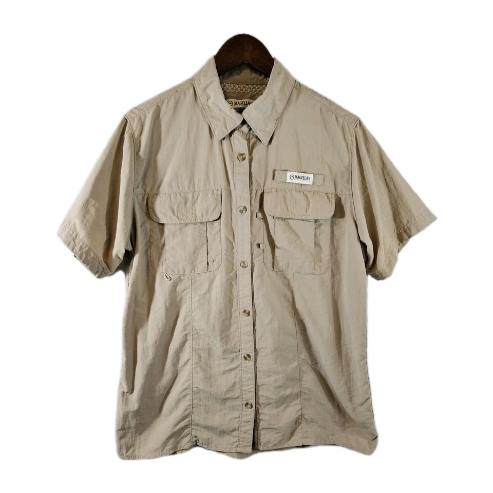 Magellan Outdoors Shirt Womens Large Fishing Short Sleeve Vented Utility Pockets - Image 1 of 4