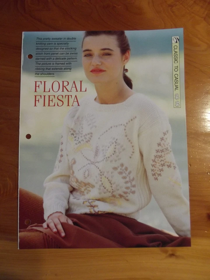 KNITTING PATTERN FLORAL FIESTA  CLASSIC TO CASUAL CREATIVE NEEDLES *GREAT* - Image 1 of 1