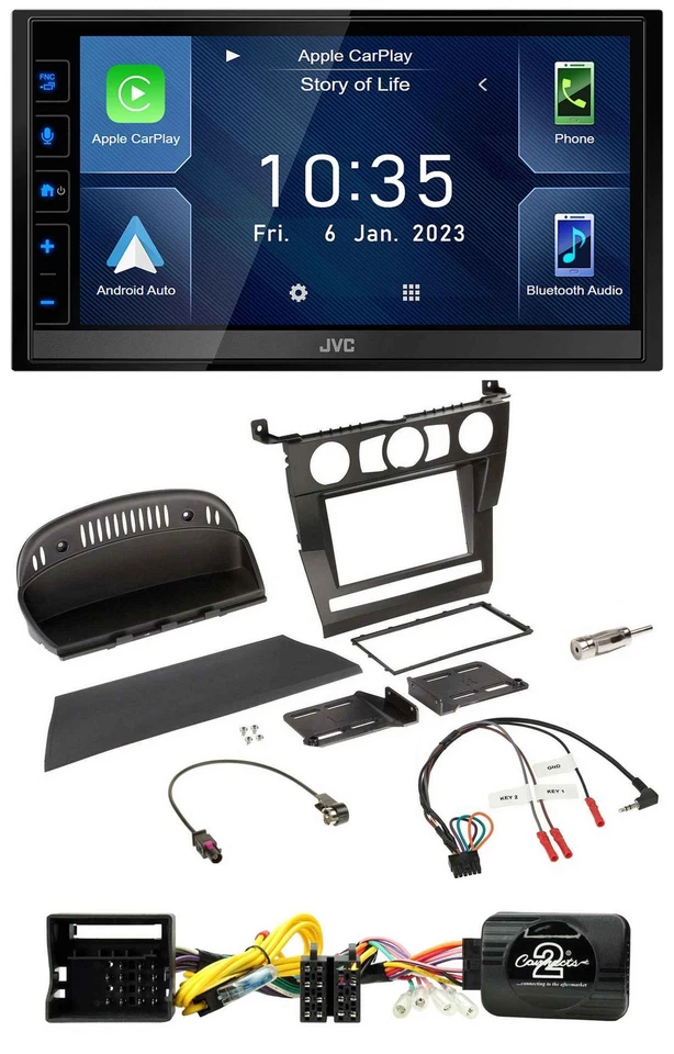 JVC DAB Bluetooth Lenkrad USB 2DIN Autoradio für BMW 5er E60 2004-2007 - Bild 1 von 4