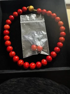 Collier aus Schaumkorallenperlen Sterlingsilberschließe von Böhm in OVP - Bild 1 von 10