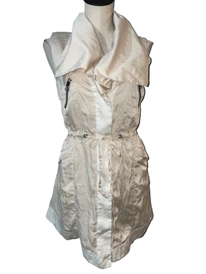 BEBE Women’s Vintage Silk Cotton Long Vest size XS Satin Drawstring Waist Boho - Imagem 1 de 4
