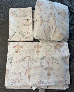 Pottery Barn KIDS Ballerina Floral Organic Twin Sheet Set Pillowcase Fitted Flat - Picture 1 of 8