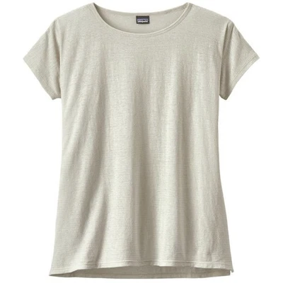 Camiseta feminina Patagonia Trail Harbor manga curta creme M cânhamo algodão orgânico - Imagem 1 de 4