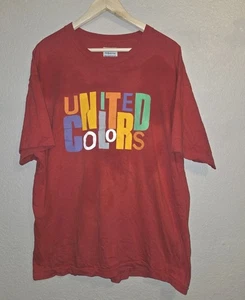 United Colors of BENETTON T-Shirt Vintage 80s 90s Rainbow Spell Out USA Sz XL - Picture 1 of 5